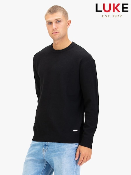 Luke 1977 Salcombre Black Knitted Jumper (G10159) | £45