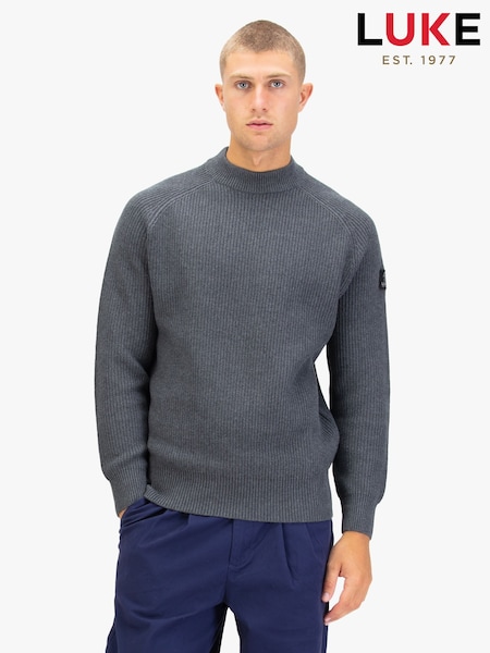 Luke 1977 Grey Cromer Knitted Jumper (G10165) | £65