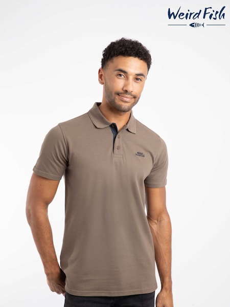 Weird Fish Brown Miles Pique Polo Shirt (G10186) | £38
