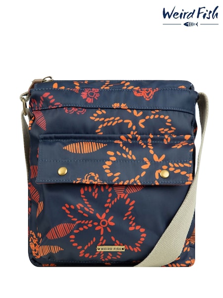 Weird Fish Blue Kait Printed Cross Body Bag (G10187) | £38