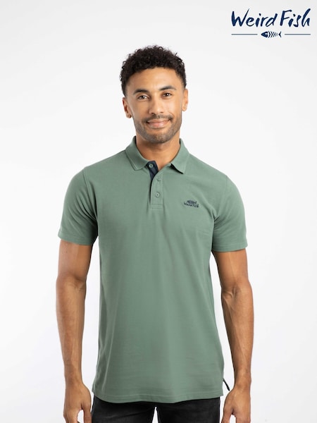 Weird Fish Green Miles Pique Polo Shirt (G10188) | £38