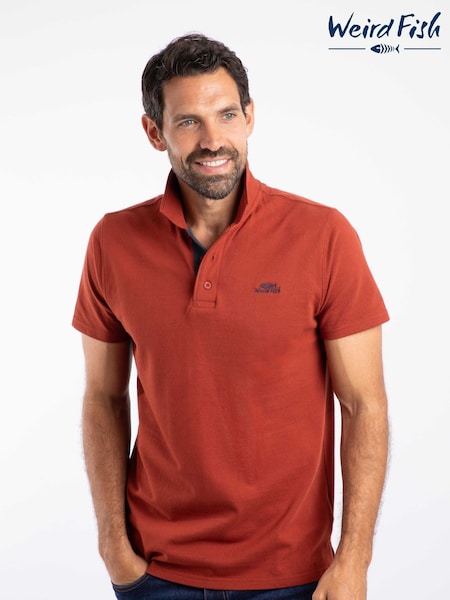 Weird Fish Orange Miles Pique Polo Shirt (G10197) | £38