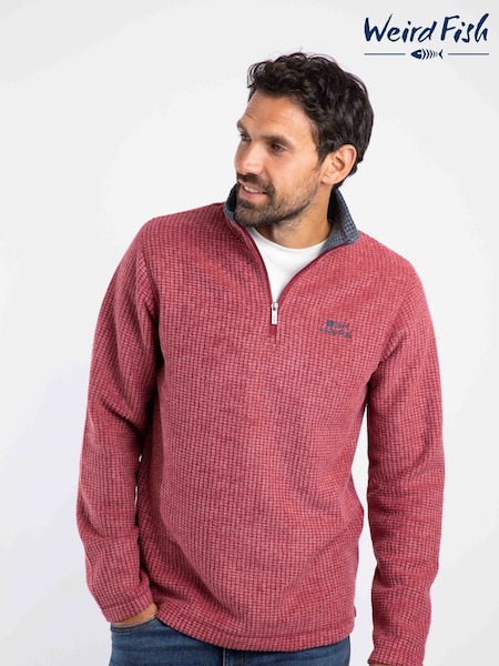 Weird Fish Pink Newark 1/4 Zip Grid Fleece (G10201) | £60