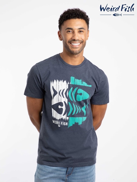 Weird Fish Blue Double Fish Front Print Graphic T-Shirt (G10203) | £28