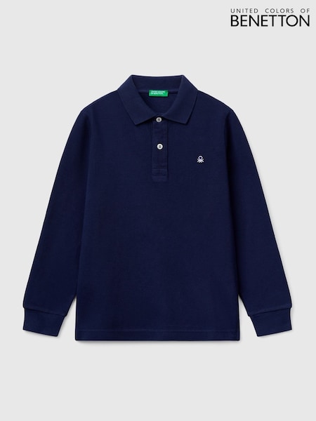 Benetton Grey Longsleeve Polo Shirt (G10410) | £23