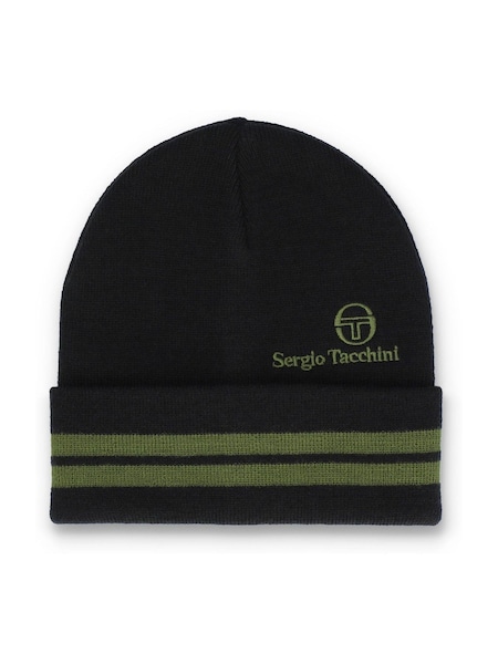 Sergio Tacchini Black Surgis Jacquard Striped Turn Up Beanie (G10434) | £25