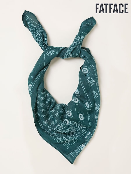 FatFace Teal Blue Patchwork Bandana Hair Scarf (G10630) | £14.50