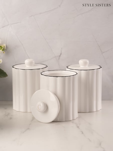 Style Sisters White Ribbed Coffee Canister (G10672) | £15