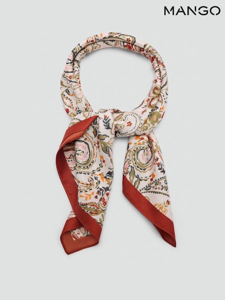 Mango Cream Paisley Satin Scarf (G10726) | £15
