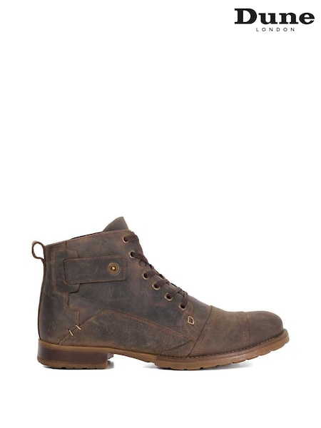 Dune London Brown Simon Wf Seam Detail Lace Boots (G10732) | £129