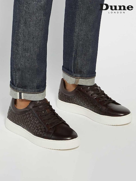 Dune London Brown Tj Woven Lace-Up Trainers (G10782) | £89