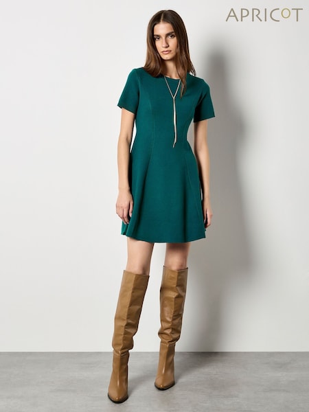 Apricot Green Panel Knitted A-Line Dress (G10813) | £46