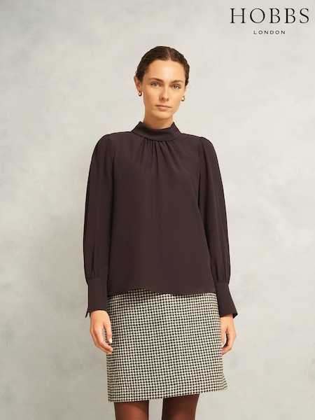 Hobbs Brown Debby Silk Blouse (G10875) | £169