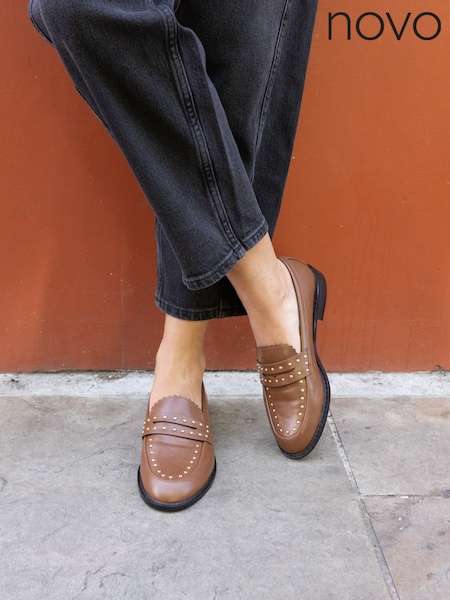 Novo Brown Wide Fit Carmella Loafers (G10892) | £36
