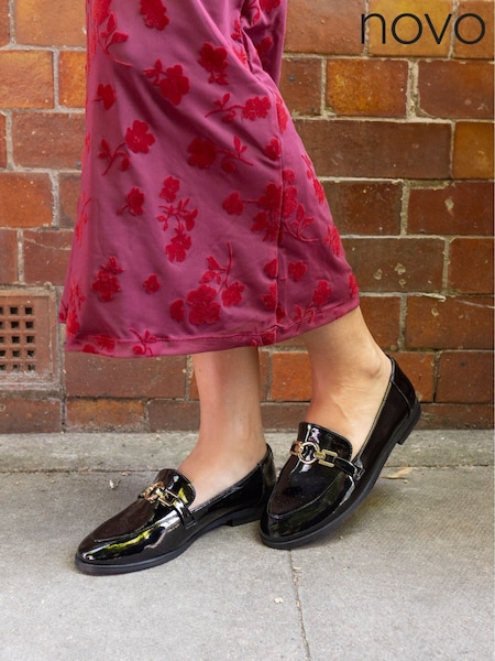 Novo Black Standard Fit Celeste Ring Trim Loafers (G10897) | £34