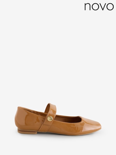 Novo Nude Wide Fit CANDY Mary Jane Stud Flat Shoes (G10904) | £34