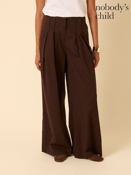 Nobodys Child Brown Arlo Pleat Front Trousers (G10954) | £65