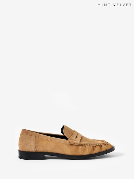 Mint Velvet Natural Gigi  Suede Penny Loafers (G10986) | £110