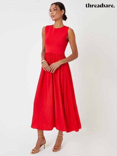Threadbare Red 2-In-1 Sleeveless Knitted Vest Maxi Dress (G11126) | £45