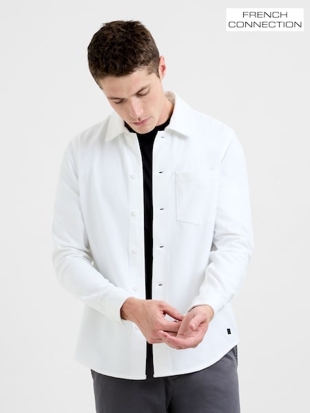 French Connection Natural Twill Chest Pocket Long Sleeve Button-Up Shirt (G11142) | £55