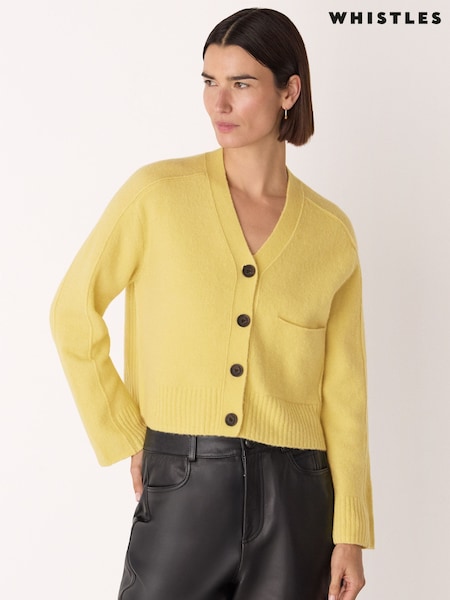 Whistles Yellow Wool Mix Pocket Cardigan (G11306) | £109