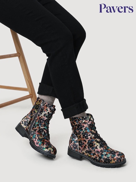 Pavers Yellow Ladies Lace-Up Ankle Boots (G11336) | £48