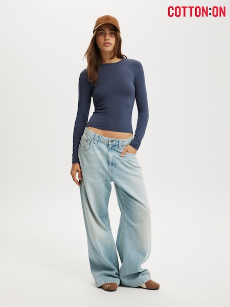 Cotton On Blue All Day Crew Long Sleeve T-Shirt (G11461) | £19