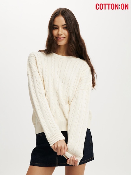Cotton On Cream Cotton Crew Neck Jumper (G11472) | £27