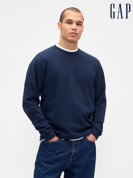 Gap Navy Blue Waffle Crew neck T-Shirt (G11642) | £25