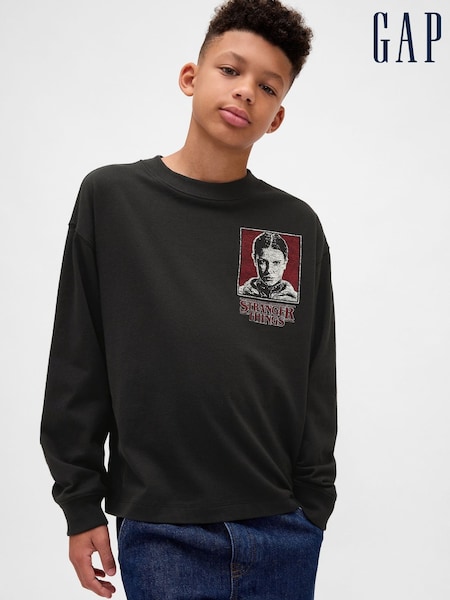 Gap Black Stranger Things Long Sleeve Graphic T-Shirt (4-13yrs) (G11658) | £40