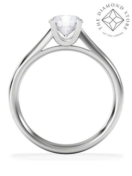 The Diamond Store White Grace 1.00ct F/VS1 Round Cut Lab Diamond  Solitaire Engagement Ring in 18K White Gold (G11789) | £1,299