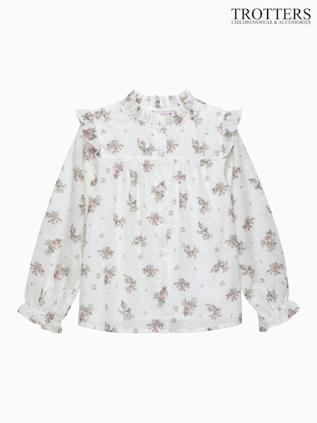 Trotters London Arabella Floral White Blouse (G12016) | £54 - £60