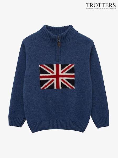 Trotters London Blue George Half Zip Jumpers (G12025) | £62 - £65