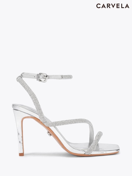 Carvela Silver Chrome Paparazzi Wide Fit Sandals (G12109) | £139