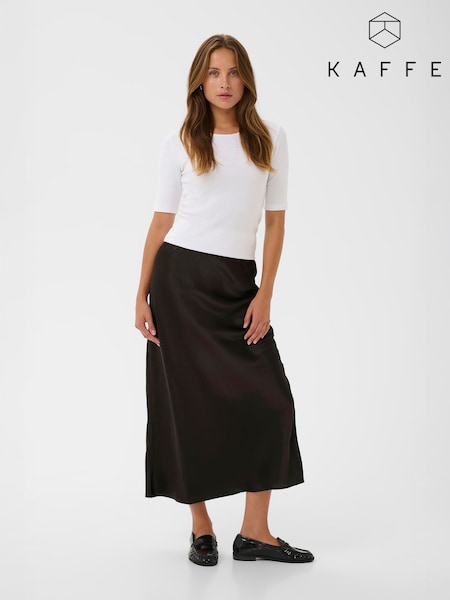 Kaffe KAlotte Elasticated Waist Midi Brown Skirt (G12204) | £60