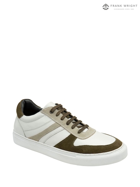 Frank Wright Off White Leather And Suede Lace-Up Trainers (G12269) | £60