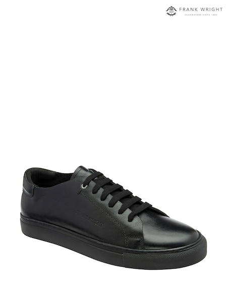 Frank Wright Black Premium Leather Lace-Up Trainers (G12274) | £65