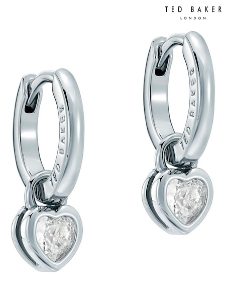 Ted Baker Shimmer Silver Tone Harper: Mini Crystal Heart Huggie Earrings (G12334) | £33