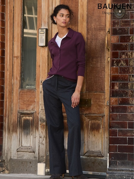 Baukjen Blue Gwynnie Wool Blend Wide Leg Trousers (G12385) | £159