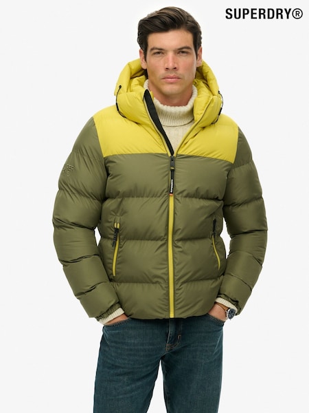 Superdry Green Colourblock Hooded Puffer Jacket (G12402) | £110