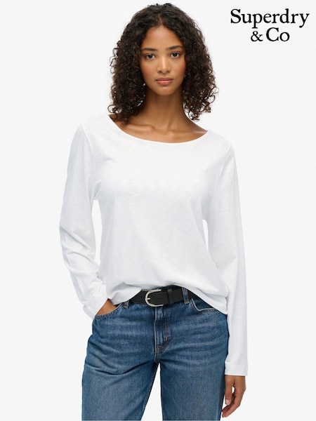 Superdry White Studios Slub Long Sleeve Top (G12403) | £27
