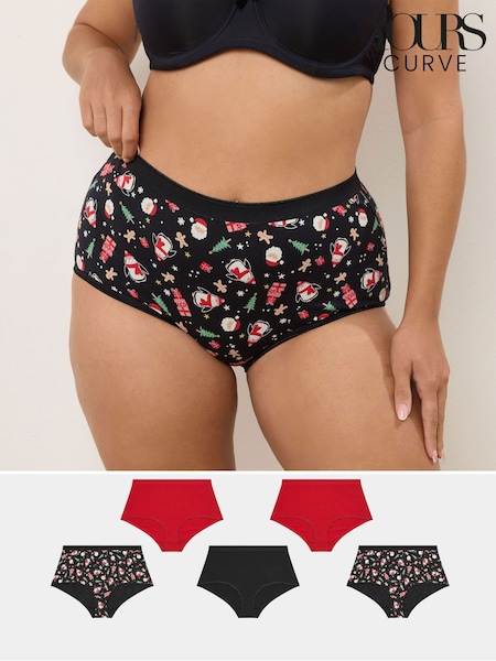 Yours Curve Black Full Briefs 5 Pack (G12417) | £20