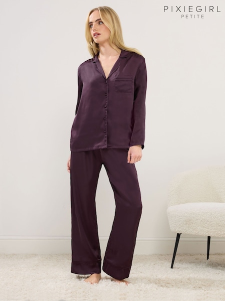 PixieGirl Petite Red Satin Pyjamas Set (G12437) | £34