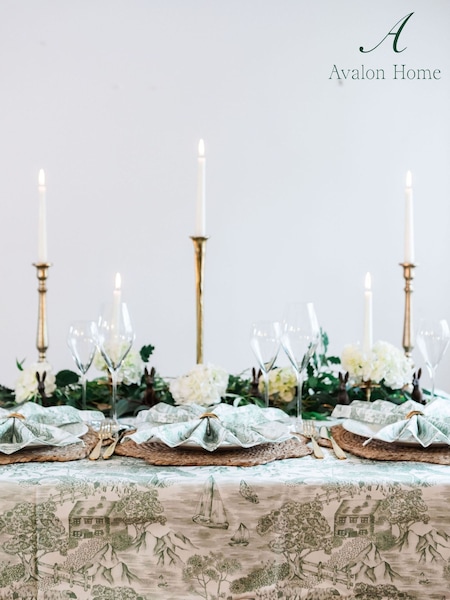 Avalon Home Green Lake District Toile Tablecloth (G12478) | £90