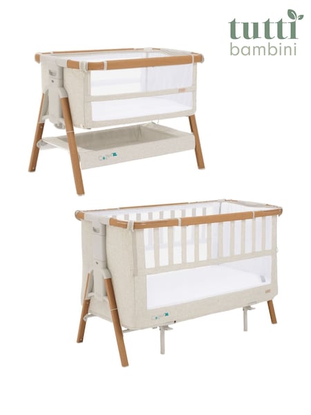 Tutti Bambini Scandi Walnut  Ecru CoZee XL Bedside Crib & Cot (G12534) | £399