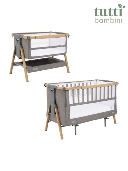 Tutti Bambini Oak Charcoal CoZee XL Bedside Crib & Cot (G12536) | £399