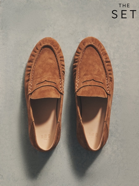 The Set Tan Brown Premium Suede Loafers (G12546) | £60