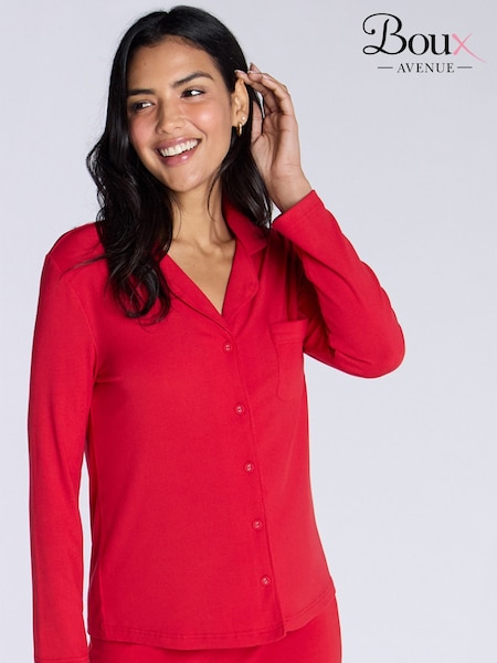 Boux Avenue Red Rib Modal Revere Pyjamas Top (G12602) | £34
