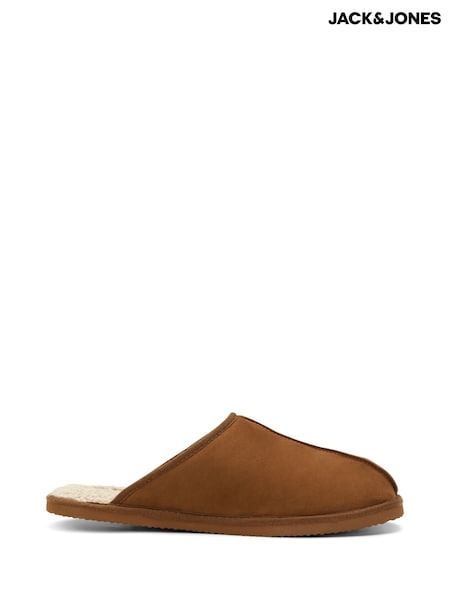 Jack & Jones Brown Fleece Lined Mule Slippers (G12793) | £22