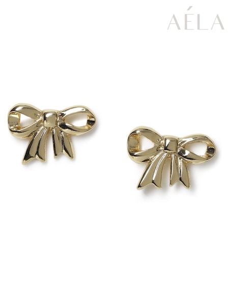 Aela Gold Tone Bow Stud Earrings (G12794) | £8.50